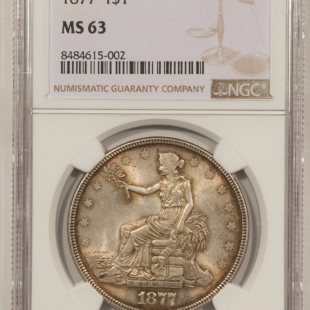 Dollars 1877 $1 TRADE DOLLAR – NGC MS-63, ORIGINAL FARM FRESH & CHOICE!