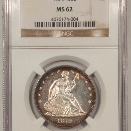 Half Dollars 1879 SEATED LIBERTY HALF DOLLAR NGC MS-62 SEMI-PROOFLIKE, ATTRACTIVE LOW MINTAGE