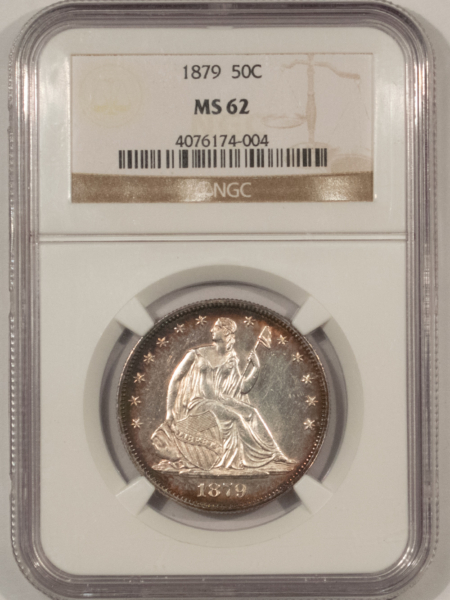 Half Dollars 1879 SEATED LIBERTY HALF DOLLAR NGC MS-62 SEMI-PROOFLIKE, ATTRACTIVE LOW MINTAGE
