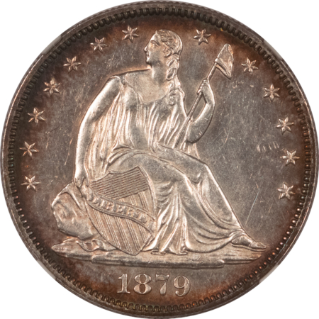 Half Dollars 1879 SEATED LIBERTY HALF DOLLAR NGC MS-62 SEMI-PROOFLIKE, ATTRACTIVE LOW MINTAGE