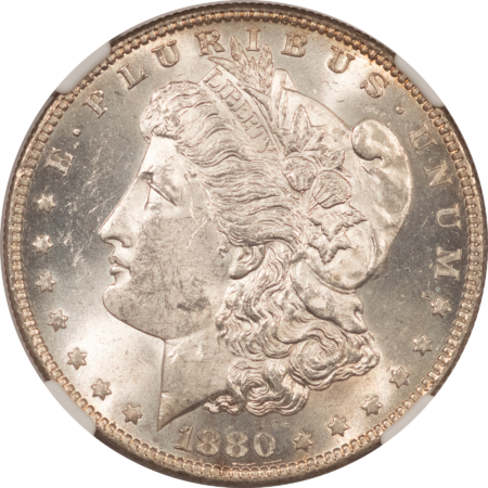 Dollars 1880-O $1 MORGAN DOLLAR – NGC MS-63, BLAST WHITE & CHOICE!