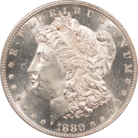 Dollars 1880-S $1 MORGAN DOLLAR – PCGS MS-63 PL, 2 PIECE OLD GREEN HOLDER, LOOKS DMPL!