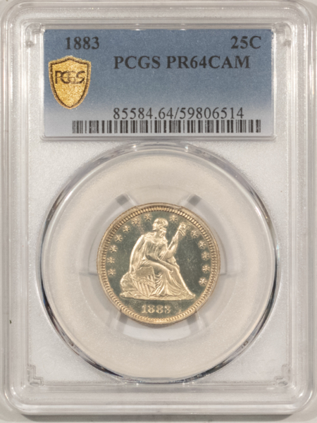 Liberty Seated Quarters 1883 PROOF SEATED LIBERTY QUARTER – PCGS PR-64 CAM, BLACK & WHITE CAMEO! PQ!
