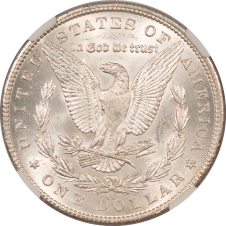 Dollars 1884-CC $1 MORGAN DOLLAR – NGC MS-64, SNOW WHITE, NEARLY GEM! CARSON CITY!