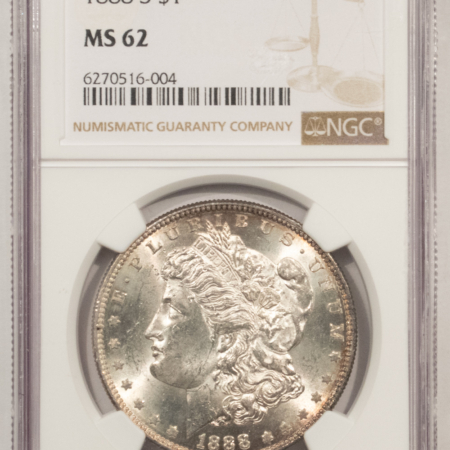 Dollars 1888-S $1 MORGAN DOLLAR – NGC MS-62, FROSTY AND FRESH!