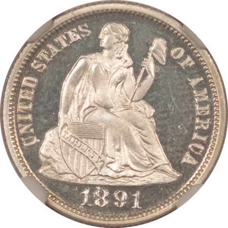 Dimes 1891 PROOF SEATED LIBERTY DIME – NGC PF-66* STAR CAMEO DEEP CONTRAST SNOW WHITE