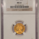 $2.50 1894 $2.50 LIBERTY GOLD QUARTER EAGLE – NGC MS-61, LOW MINTAGE!