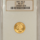 $2.50 1892 $2.50 PROOF LIBERTY GOLD QUARTER EAGLE – NGC PF-63, CHOICE PROOF!