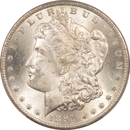 Morgan Dollars 1891-CC MORGAN DOLLAR PCGS MS-63, BLAST WHITE & PREMIUM QUALITY – LOOKS 64!