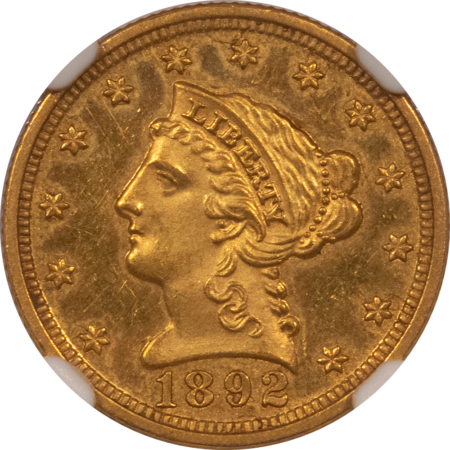 $2.50 1892 $2.50 PROOF LIBERTY GOLD QUARTER EAGLE – NGC PF-63, CHOICE PROOF!
