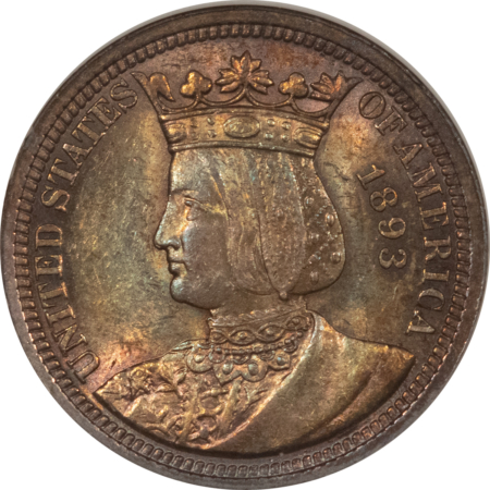 CAC Approved Coins 1893 ISABELLA COMMEMORATIVE QUARTER NGC MS-62, FATTIE, GORGEOUS COLOR, PQ & CAC!