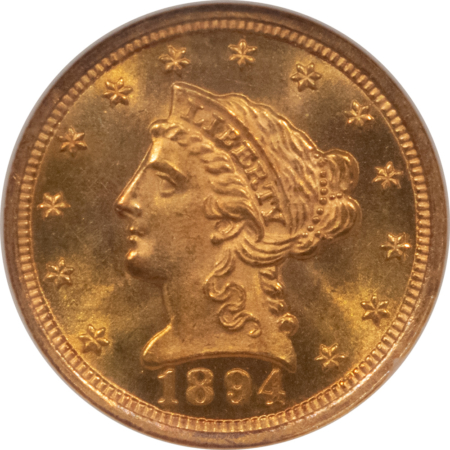 $2.50 1894 $2.50 LIBERTY GOLD QUARTER EAGLE – NGC MS-65, FRESH GEM & RARE!