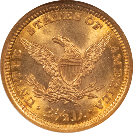 $2.50 1896 $2.50 LIBERTY GOLD QUARTER EAGLE – NGC MS-64, FLASHY & TOUGH!