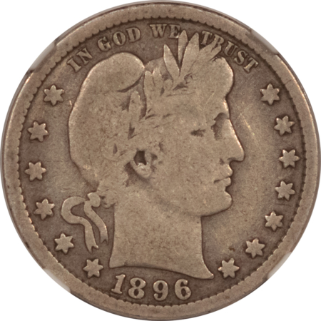 Barber Quarters 1896-S BARBER QUARTER – NGC VG-8, SUPER ORIGINAL, KEY-DATE!