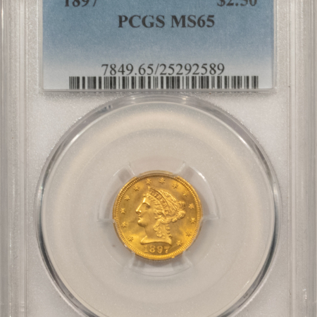 $2.50 1897 $2.50 LIBERTY GOLD QUARTER EAGLE – PCGS MS-65, FRESH GEM!