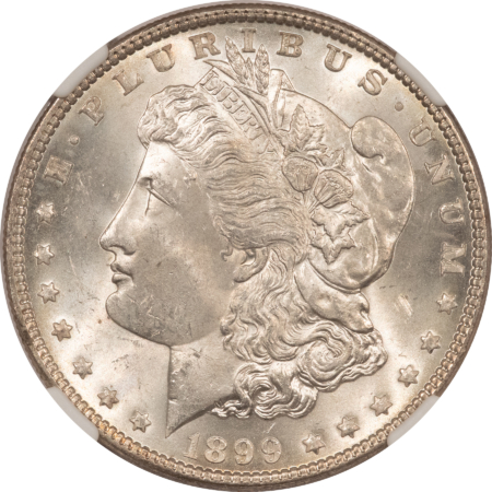 Dollars 1899 $1 MORGAN DOLLAR – NGC MS-64, WHITE & LUSTROUS! LOW MINTAGE DATE!