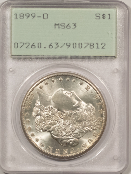 Dollars 1899-O MORGAN DOLLAR, PCGS MS-63, RATTLER-BLAST WHITE AND LOOKS MS-64+!