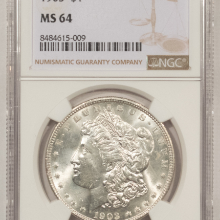 Dollars 1903 $1 MORGAN DOLLAR – NGC MS-64, LUSTROUS WHITE!