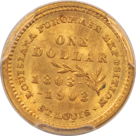 Early Commems 1903 $1 LA PURCHASE, JEFFERSON COMMEMORATIVE GOLD – PCGS MS-64