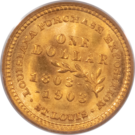 CAC Approved Coins 1903 $1 JEFFERSON GOLD COMMEMORATIVE – PCGS MS-64, OLDER HOLDER, PQ & CAC!