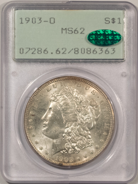 CAC Approved Coins 1903-O $1 MORGAN DOLLAR – PCGS MS-62, RATTLER HOLDER! CAC APPROVED! TOUGH DATE!