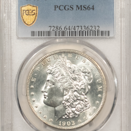 Dollars 1903-O $1 MORGAN DOLLAR – PCGS MS-64, BLAZING WHITE, PREMIUM GEM QUALITY!