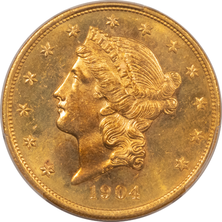 $20 1904 $20 LIBERTY GOLD DOUBLE EAGLE – PCGS MS-64, SEMI-PL AND FLASHY!
