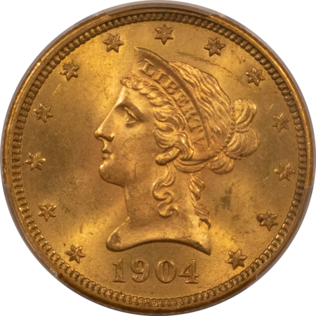 $10 1904-O $10 LIBERTY GOLD EAGLE – PCGS MS-64, FRESH & TOUGH! RARE NEW ORLEANS GEM!