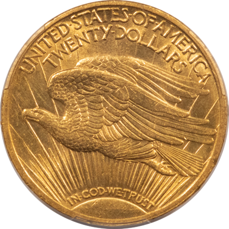 $20 1908 $20 ST GAUDENS GOLD DOUBLE EAGLE, MOTTO – PCGS MS-62!