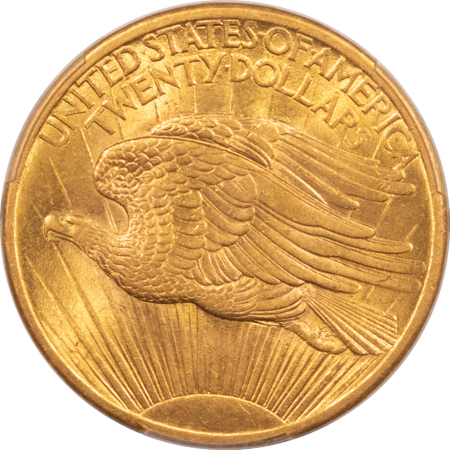 $20 1908 $20 ST GAUDENS GOLD DOUBLE EAGLE, NO MOTTO – PCGS MS-62!