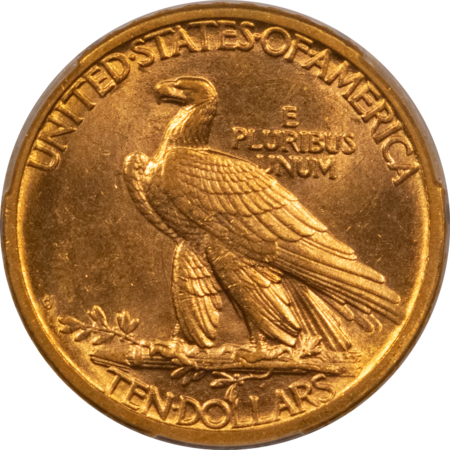 $10 1908-D $10 INDIAN GOLD EAGLE, NO MOTTO – PCGS AU-58, FLASHY, PQ & CAC APPROVED!