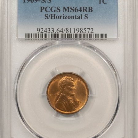 Lincoln Cents (Wheat) 1909-S/S LINCOLN CENT, S/HORIZONTAL S – PCGS MS-64 RB
