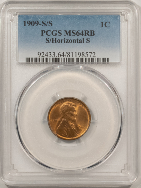 Lincoln Cents (Wheat) 1909-S/S LINCOLN CENT, S/HORIZONTAL S – PCGS MS-64 RB