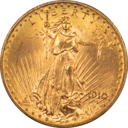 $20 1910-D $20 ST GAUDENS GOLD DOUBLE EAGLE – PCGS MS-64, FRESH & CAC APPROVED!