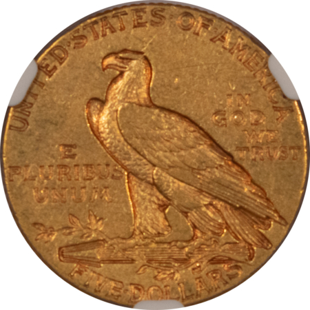 $5 1910-S $5 INDIAN GOLD HALF EAGLE – NGC AU-55