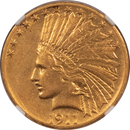 $10 1911-D $10 INDIAN GOLD EAGLE, NGC AU DETAILS OBV SCRATCHED, CLEANED, DECENT LOOK