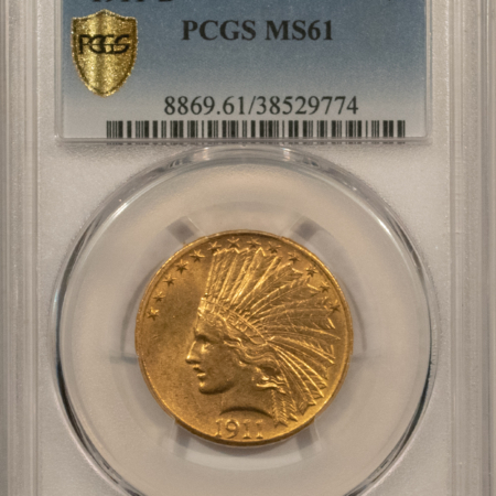 $10 1911-D $10 INDIAN GOLD EAGLE – PCGS MS-61, KEY-DATE DENVER RARITY!