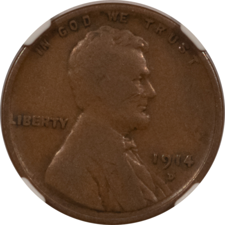 Lincoln Cents (Wheat) 1914-D LINCOLN CENT – NGC VG-10, PLEASING CIRCULATED, LOOKS FINE, NICE KEY-DATE!