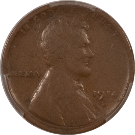 Lincoln Cents (Wheat) 1914-D LINCOLN CENT – PCGS VG-8, KEY-DATE!