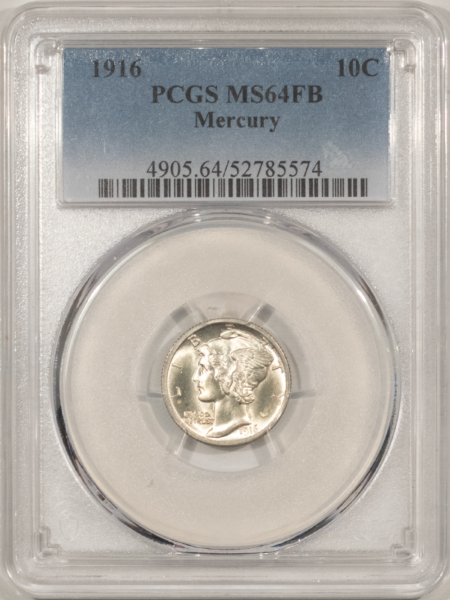 Dimes 1916 MERCURY DIME – PCGS MS-64 FB, FRESH & FLASHY