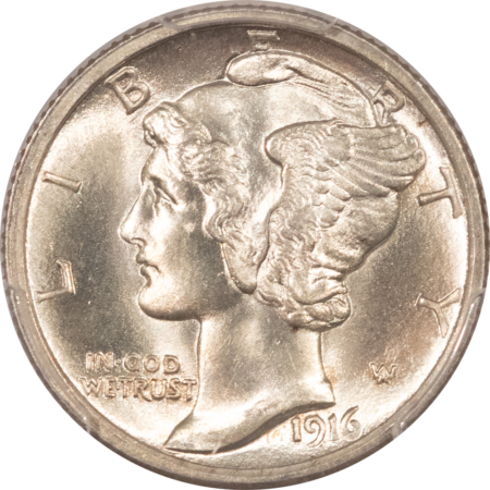 Dimes 1916 MERCURY DIME – PCGS MS-64 FB, FRESH & FLASHY