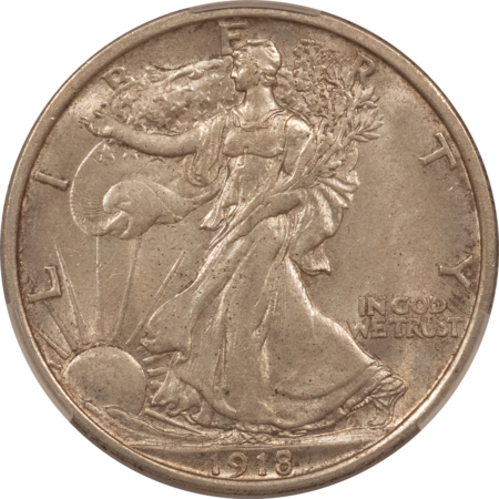 CAC Approved Coins 1918-D WALKING LIBERTY HALF DOLLAR – CACG AU-58, FRESH & PREMIUM QUALITY, CAC!