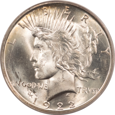 CAC Approved Coins 1922-D $1 PEACE DOLLAR – PCGS MS-63, OLD GREEN HOLDER, PREMIUM QUALITY++, CAC!