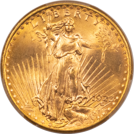 $20 1923-D $20 ST GAUDENS GOLD DOUBLE EAGLE – PCGS MS-65, SUPER PQ! CAC APPROVED!