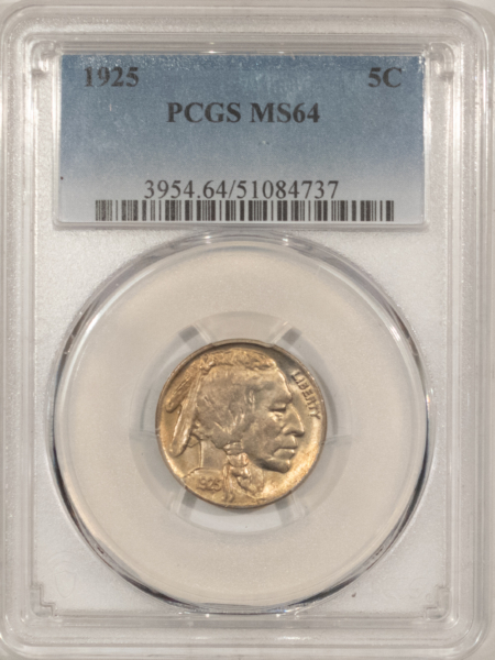 Buffalo Nickels 1925 BUFFALO NICKEL – PCGS MS-64, LOOKS 65! PREMIUM QUALITY!