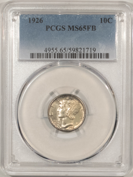 Dimes 1926 MERCURY DIME – PCGS MS-65 FB, PREMIUM QUALITY GEM!