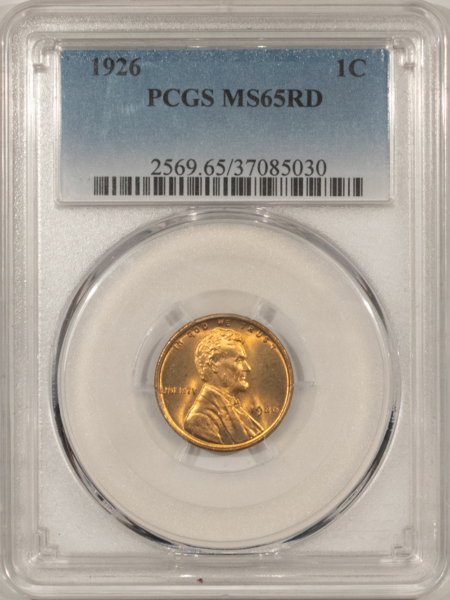 Lincoln Cents (Wheat) 1926 LINCOLN CENT – PCGS MS-65 RD, RED GEM!