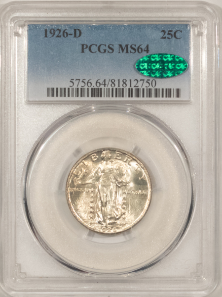 CAC Approved Coins 1926-D STANDING LIBERTY QUARTER – PCGS MS-64, CAC APPROVED!