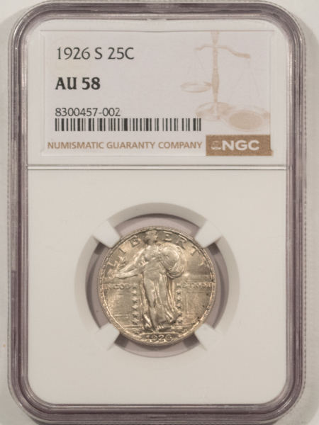 New Certified Coins 1926-S STANDING LIBERTY QUARTER – NGC AU-58