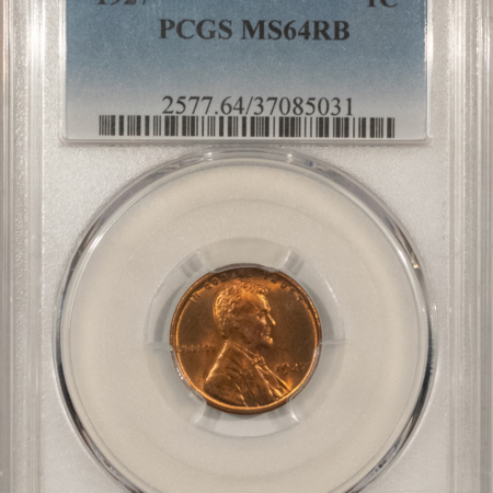 Lincoln Cents (Wheat) 1927 LINCOLN CENT – PCGS MS-64 RB, PREMIUM QUALITY!